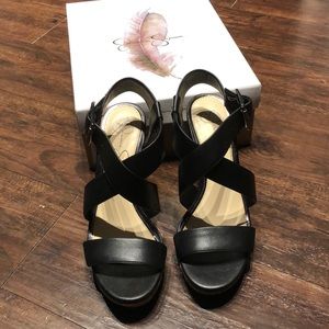 Jessica Simpson Black Leather Wedges